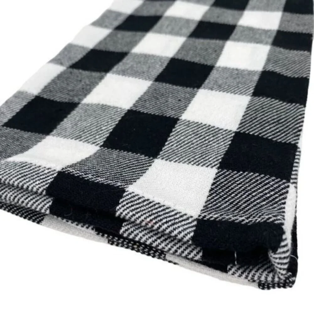 Black and White Buffalo Check Embroidered Holiday Kitchen Towel Set